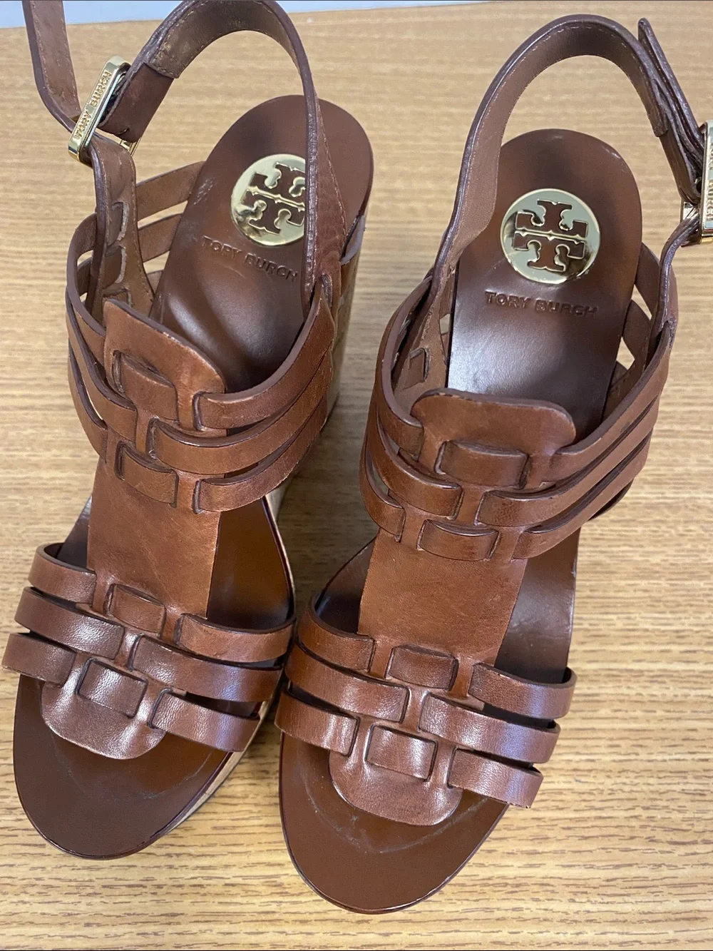 Tory Burch Leslie Leather Strappy Wedge Sandals